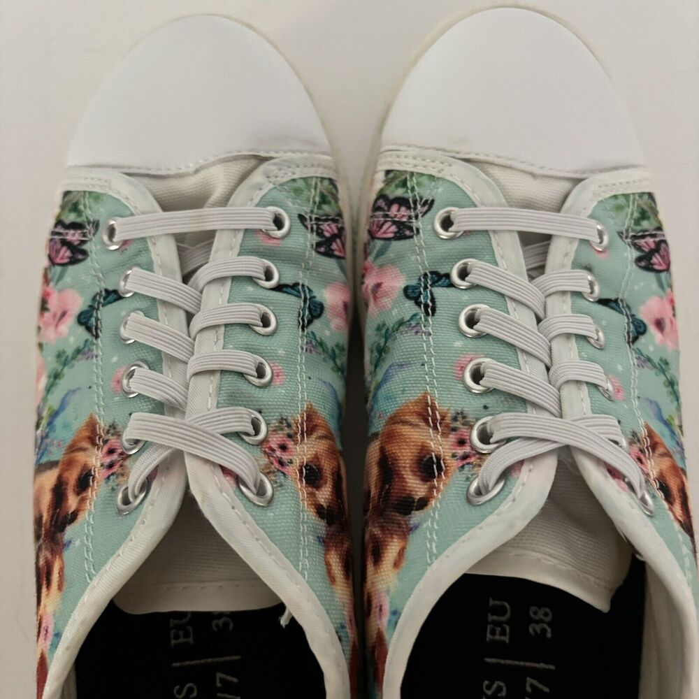 SHOE WOMEN 7.5 YORKIE TERRIER DOG PUPPY TIE TENNIS CASUAL CRUISE VACATION SHOW - Picture 4 of 11